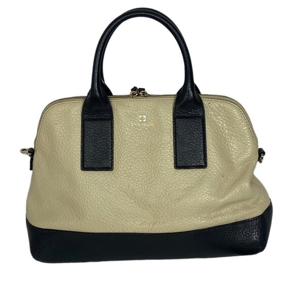 Kate‎ Spade Southport Avenue Jenny Pebble Leather Handbag Cream Black Gold Bag - Picture 2 of 12